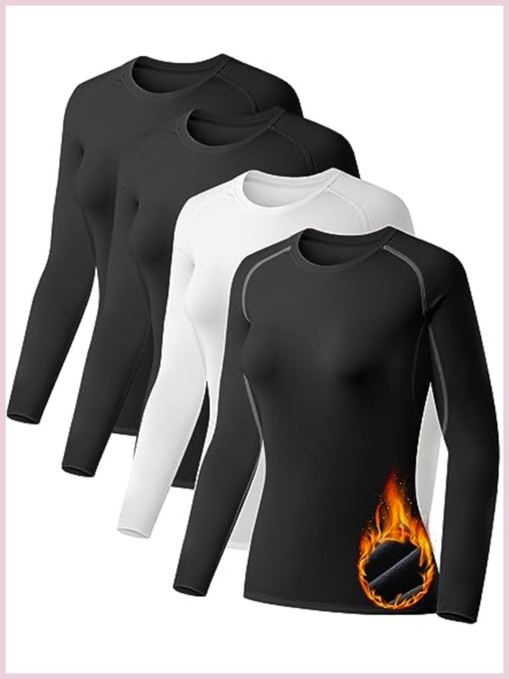 Thermal Shirt 4 Pack Fleece Lined Long Sleeve Compression Women
